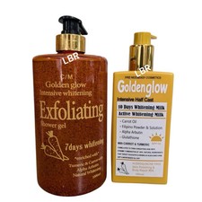 Golden Glow Intensive Whitening Exfoliating Shower Gel  Whitening Milk Spf55 x2