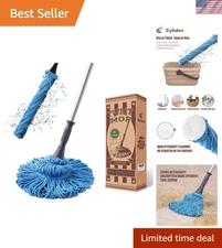 Efficient 57.5" Self-Wringing Mop with Microfiber Heads - Keeps Hands Clean!