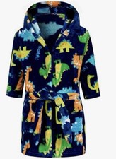Dinosaur Hooded Fleece Bathrobe, Robe Girls Boys Multicolored Size 4-5 Years NEW