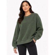 Everlane ReNew Teddy Crewneck XS Green Very Good Fleece SweatshirtEco-Friendly