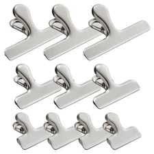 10 Pack Stainless Steel Heavy Duty Metal Chip Clips for Kitchen, Home, 3 Sizes