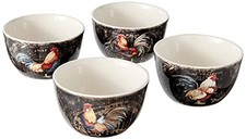 Certified International Gilded Rooster Set/4 Ice Cream Bowl 5.25", Assorted D...