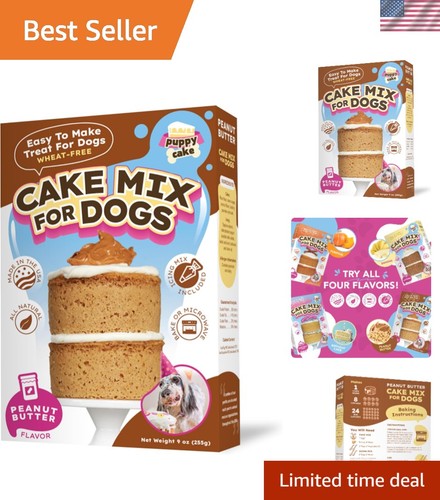 Peanut Butter Dog Birthday Cake Mix with Icing - Wheat-Free Fun for All Pups