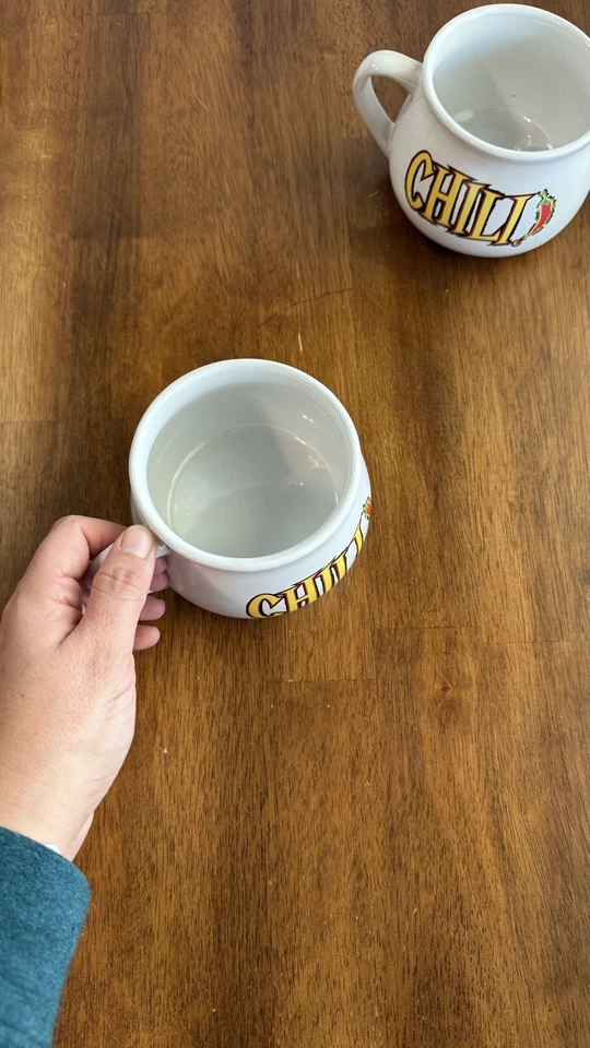 Hot Chili Mugs Set Of Two Houston Chili Bowls Or Coffee Mug Dinnerware Kitchen - Image 4 of 4