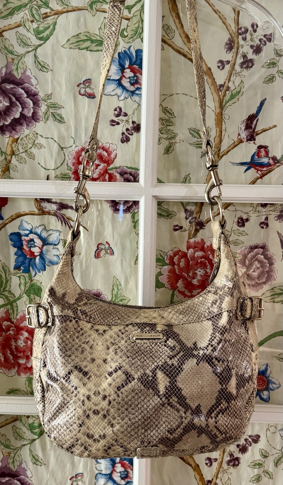 Rebecca Minkhoff Large Black Multi Python/Snake P… - image 1