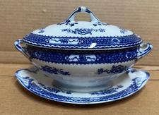 Antique Warwick Royal Semi-Porcelain Wood & Sons Covered Tureen Rare Small Sized