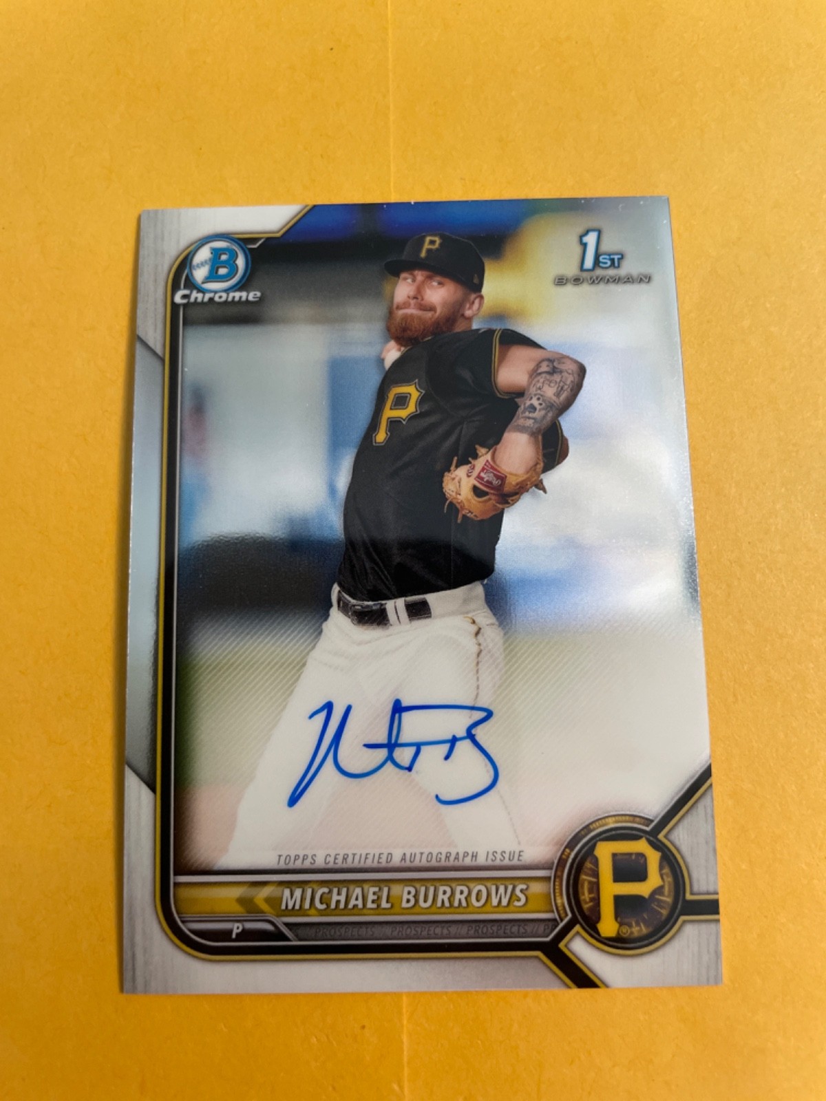 Michael Burrows 2022 Bowman Chrome 1st Auto Pirates Astros