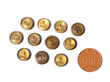 11 x  Antique - Vintage 1 Dram Brass Apothecary / Coin Weights #9