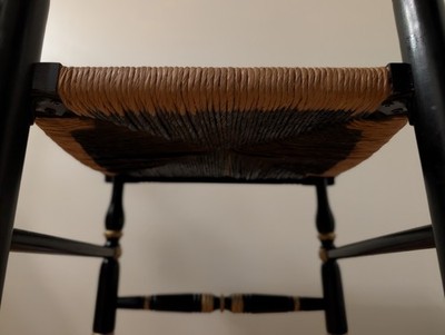 Vintage Ethan Allen Hitchcock Chair - Black & Gold Stencil - Rush