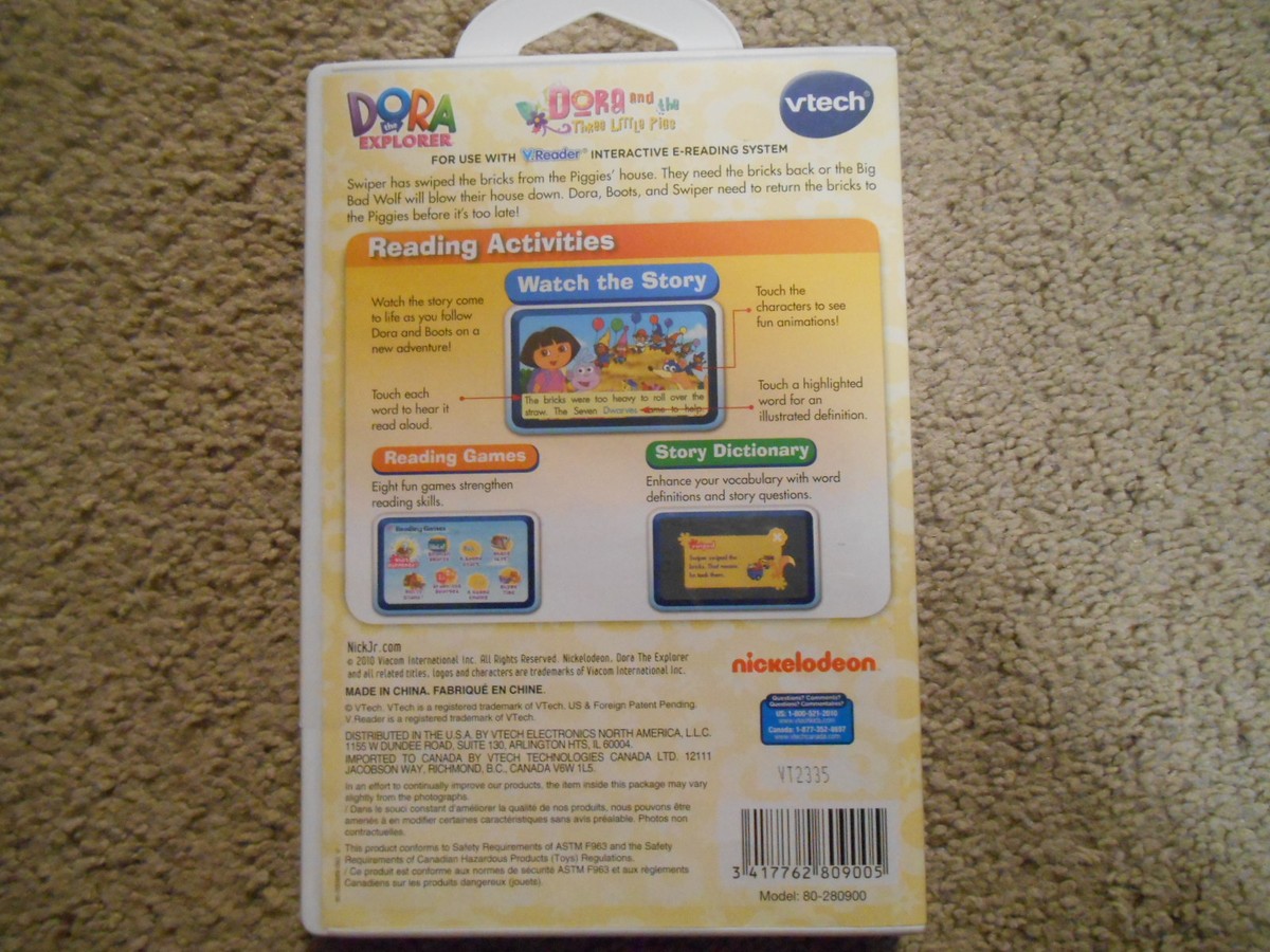 NEW Vtech V.Reader Dora and the Three Little Pigs 3-5 yrs Reading