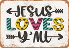 METAL SIGN - Jesus Loves Y'all - Vintage Look
