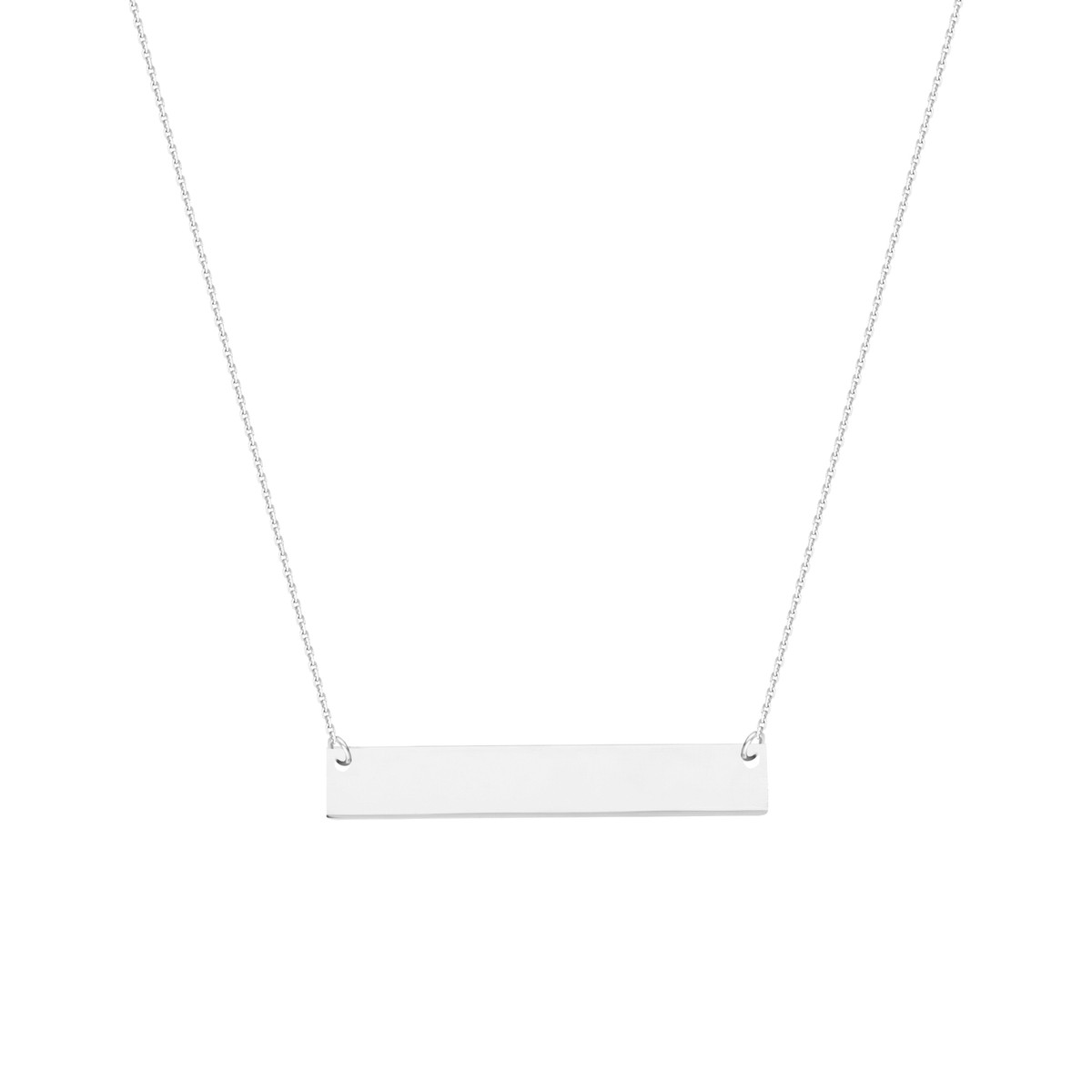 Name Plate Tag Bar Necklace Rhodium-plated Sterling Silver Adjustable Length Name Plate Tag Bar Necklace Rhodium-plated Sterling Silver Adjustable Length