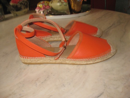 O Mond Damen Leder Knöchelriemen orange Espadrille Ballerinas Größe 8 - Bild 12 von 12