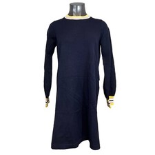 NWT 1901 Women's Sweater Dress Varsity Stripe Navy Blue Size Large L