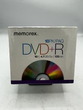 Memorex DVD-R 10 Pack Blank Media In Jewel Cases 16x 4.7GB 120Min New Sealed 