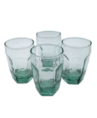 Vintage Chivalry Ice Green 6-panel Juice Glasses Libbey 3.75'' tall 4-6 ounces
