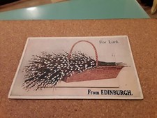 POCKET NOVELTY PULLOUT POSTCARD BASKET OF FLOWERS FOR LUCK FROM EDINBURGH to USA