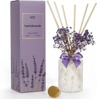 UCC Premium Reed Diffuser Set with Preserved Flower Reed Sticks, 6.76 fl oz Fren