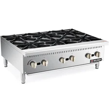 36" Commercial Gas Range Stove 6 Burners Hot Plate Countertop Natural Gas Cook