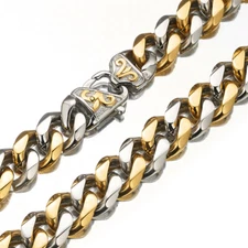 Curb Chain Necklace for men 316L Stainless Steel 7"-40" 12mm/15mm Silver Gold