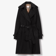 Burberry Mid-length Lightweight Kensington Trench Coat In Black Size 14