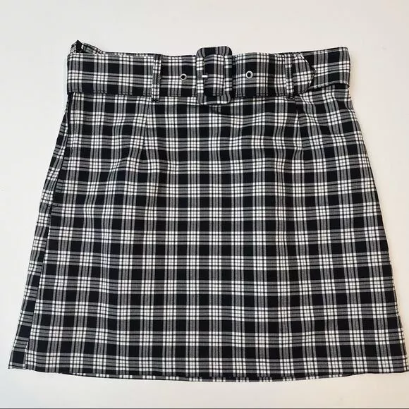 Black plaid skirt size clearance 10