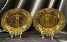 Indiana Glass Amber Tiara Sandwich Oval Snack Plates, Set Of 2