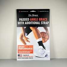 Dr. Brace Sport Performance Padded Ankle Brace w/Strap  Size XL - White