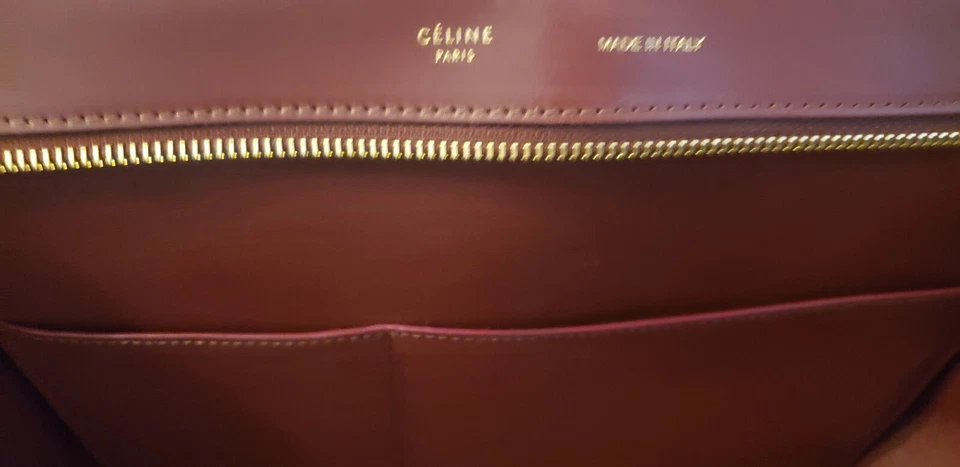 CELINE Trapeze Medium 2way Hand Shoulder Bag Leather Burgandy - Image 4 of 4