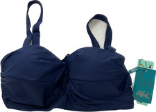 Heat Swimwear Twist Front Bandeau Swim Top Womens Size F Blue Spaghetti Strap