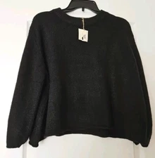 World Market Women's One Size Black Sparkly Sweater Sleeve Detail NWT 