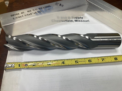 YG-1 TOOL 09195, 1-1/4''x 1-1/4''x 6''x 8-1/2'', Square End Mill, HSS, 4-FL, Bright