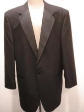 Men's 44R Giorgio Bissoni Black Tuxedo Suit Jacket Formal Evening Satin Lapels