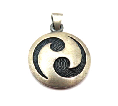Exklusiver Anhänger 925 Sterling Silber rund Jing & Jang Design Tribal Glück *F