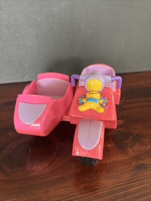 Little People Scooter Side Car Bear 2000s Fisher Price Mattel Pink Purple  Toy
