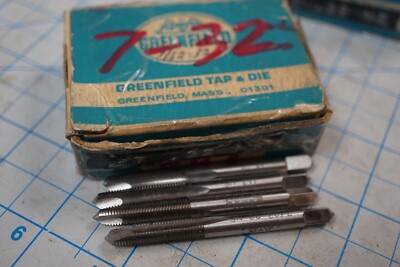 Lot of 4 Greenfield HSS 2 Flute Plug Taps 7/32-32 NS GH1
