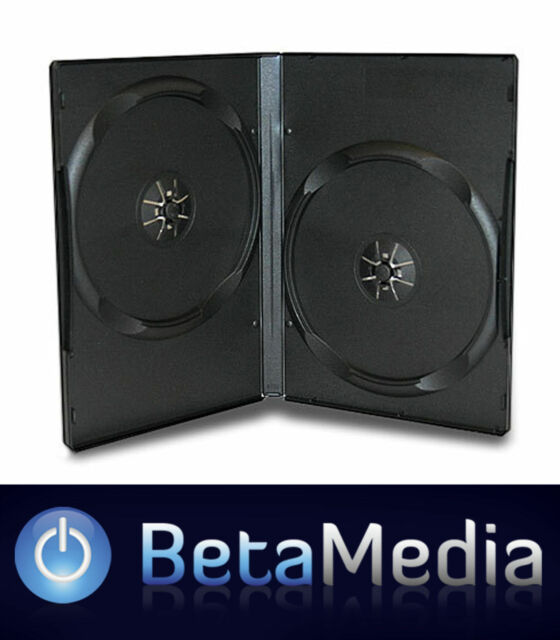 100 x Double Black 7mm Slim Quality CD DVD Cover Cases - Slimline Spine DVD case