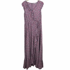Madewell Maxi Dress Sz 6 Cottagecore Ruffles Prairie Posies Boho Purple L2408