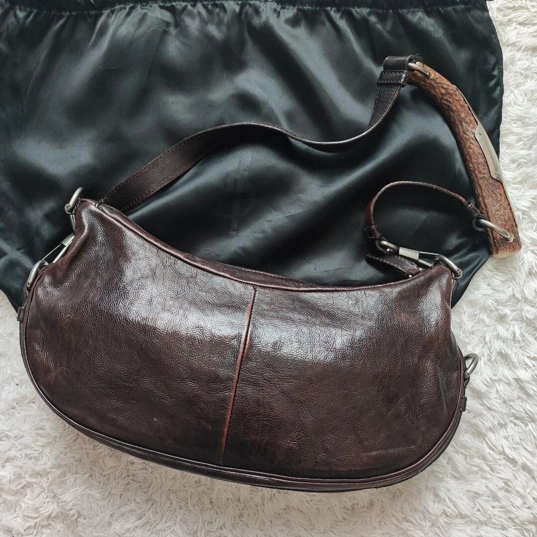 YVES SAINT LAURENT brown leather MOMBASA MEDIUM Shoulder Bag