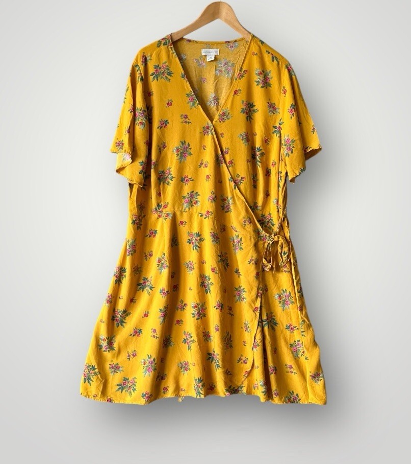 peyton parker Wrap Dress Women Size 2X Yellow