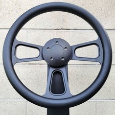 16 Inch Black Semi Truck Steering Wheel All Black Vinyl Grip - 5 Hole