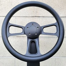 16 Inch Black Semi Truck Steering Wheel All Black Vinyl Grip - 5 Hole