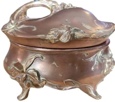 W.B. Weidlich Brothers Art Nouveau Copper Metal Linned Jewelry Box Casket 