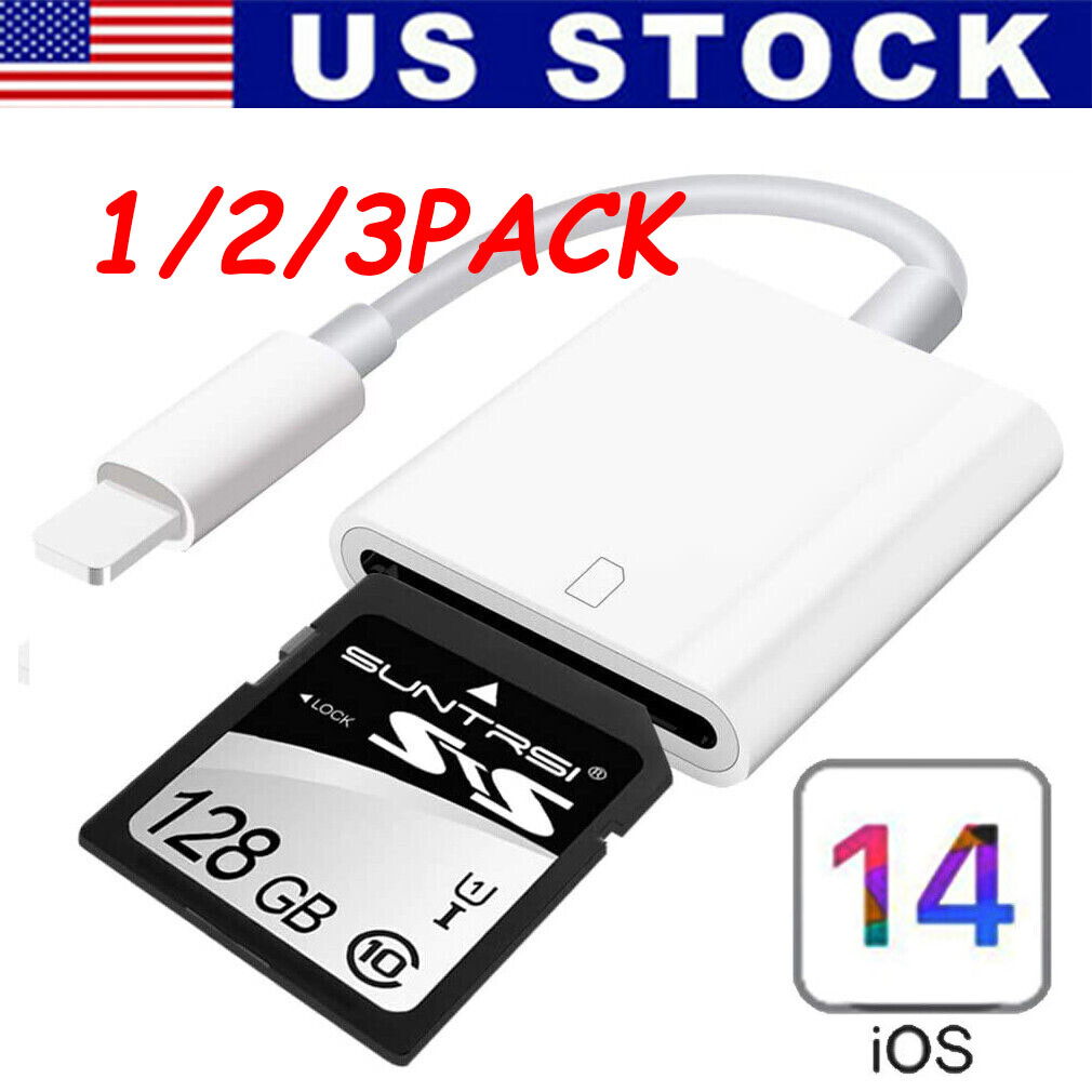 SD Card Adapter Camera Reader for iPad iPhone 6 6S 7 8 X Xs 11 12 13 14 Pro Max-image