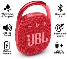 JBL Clip 4 Portable Bluetooth Speaker Waterproof Wireless Rechargeable   Red