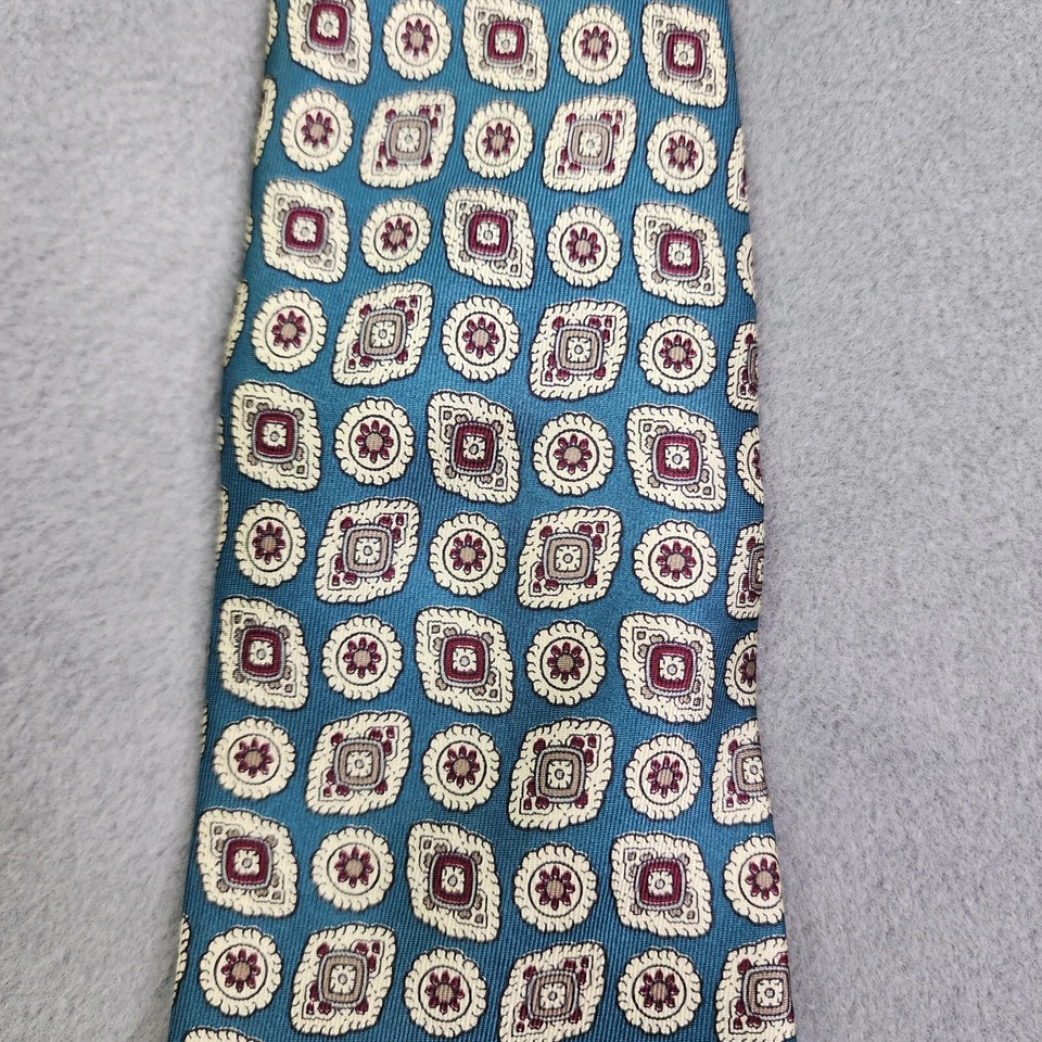 Corbata vintage Oscar De La Renta Couture para hombre medallones azules de 3,75" x 55" Foto 2 de 4