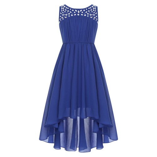 Kid Girl Chiffon Dress High Low Hem Princess Pageant Gown Wedding Birthday Party - Picture 7 of 65