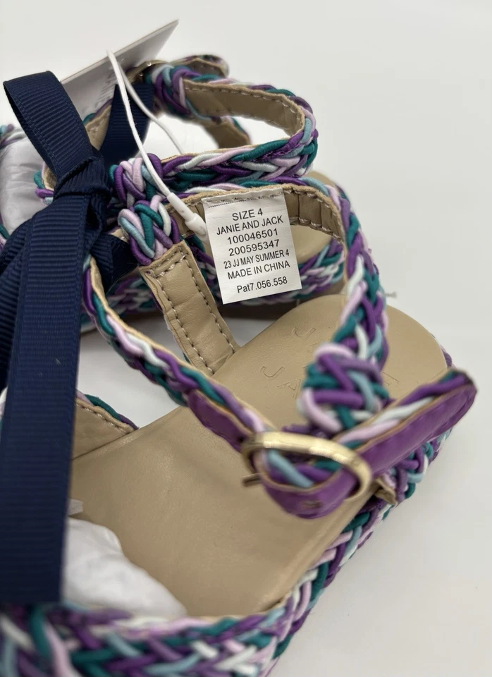 Janie And Jack Niñas 4,5 Tallulah Lavanda Trenzado Alpargata Hebilla Sandalias Foto 4 de 4