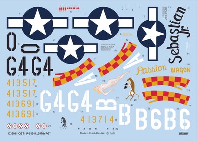 Eduard 1/32 P-51D-5 Mustang ''357th FG'' Decal (Tamiya/Revell) D32011