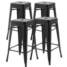 Metal Bar Stools Set of 4 Counter Height Barstool Stackable Barstools